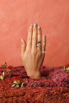 Psychedeliah On A Vine Pinky Ring, 18k Yellow Gold with Diamonds and Malachite